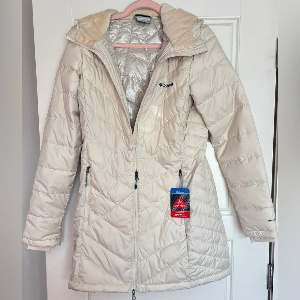 NWT • Columbia • Women's Heavenly Long Hooded Jacket • Small • Chalk • Omni-Heat - Picture 2 of 4